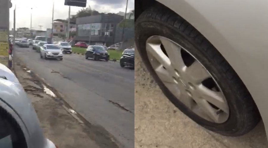 [Vídeo: motorista desabafa após prejuízo no carro por causa de buracos no asfalto em Lauro]