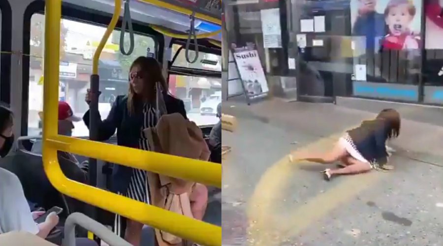 [Vídeo: mulher é empurrada para fora do ônibus após cuspir no rosto de passageiro]