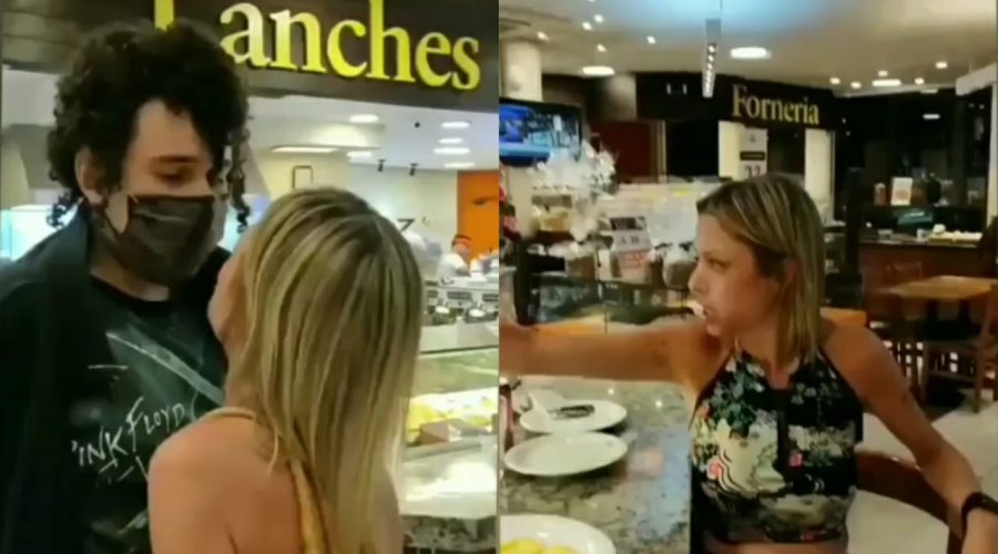 [Vídeo: após fazer comentários homofóbicos, mulher agride e grita com rapaz em padaria]