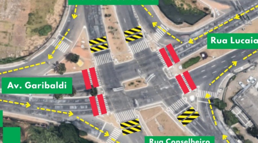 [Trânsito é bloqueado temporariamente em trechos no Lucaia e na Graça por conta de obras do BRT]