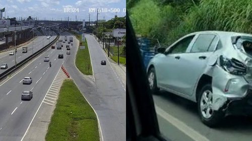 [Vídeo: motorista mostra carro após acidente na BR-324]