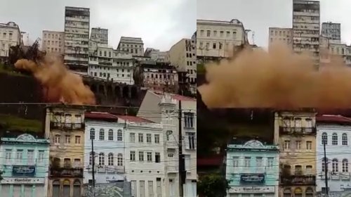 [Vídeo: demolição de casarão na Ladeira da Montanha assusta pessoas que estavam próximas ao loc...]
