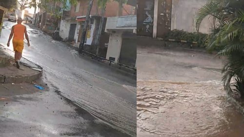 [Vídeo: rompimento de tubo da Embasa causa vazamento intenso em Vila Canária]