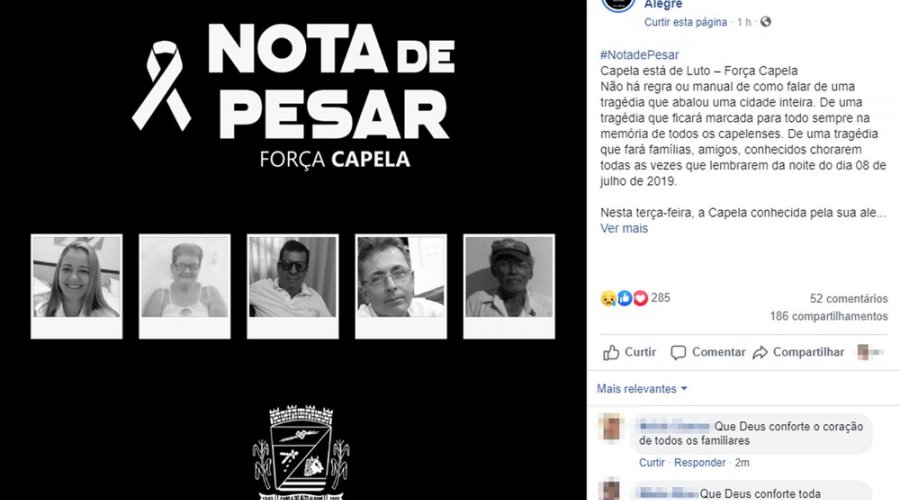 [Prefeitura de Capela do Alto Alegre decreta luto após acidente com vítimas fatais]