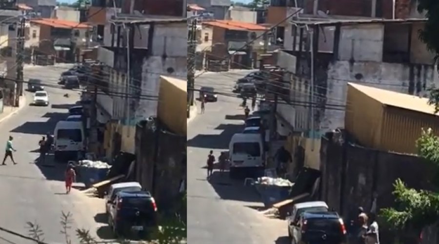 [Vídeo: moradores circulam pela rua durante tiroteio entre facções rivais na Mata Escura]