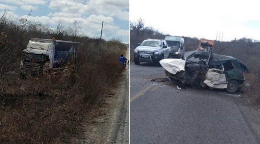 [Grave acidente entre carro e caminhão do Cavaleiros do Forró, na Paraíba, deixa um morto]