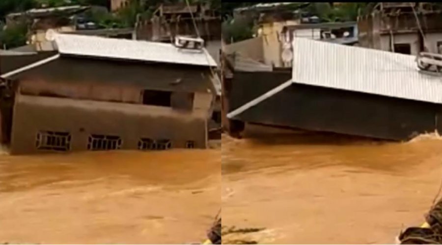 [Vídeo: casa de dois andares é arrancada do chão e levada por enchente]