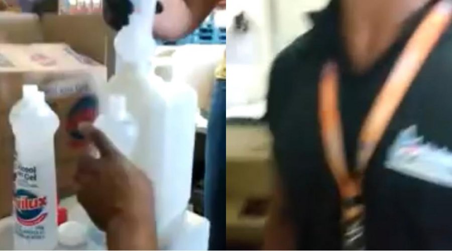 [Vídeo: funcionários do Atakarejo são flagrados adulterando álcool em gel descumprindo orientação da OMS]