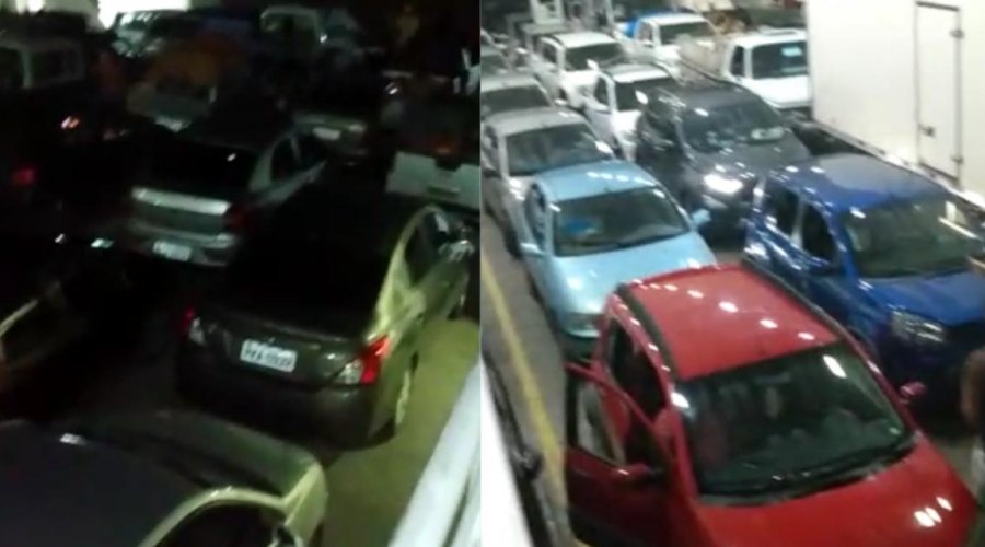 [Vídeo: usuário reclama de grande fluxo de veículos no ferry-boat Zumbi dos Palmares nesta terça-feira (7)]