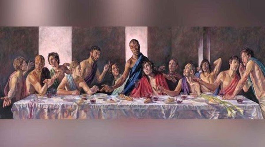 [Catedral exibe obra com imagem de Jesus negro em pintura da Santa Ceia]