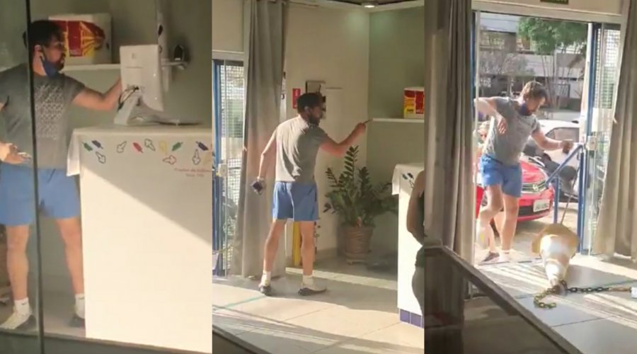 [Vídeo: homem agride comerciante e destrói loja após negar usar máscara corretamente]