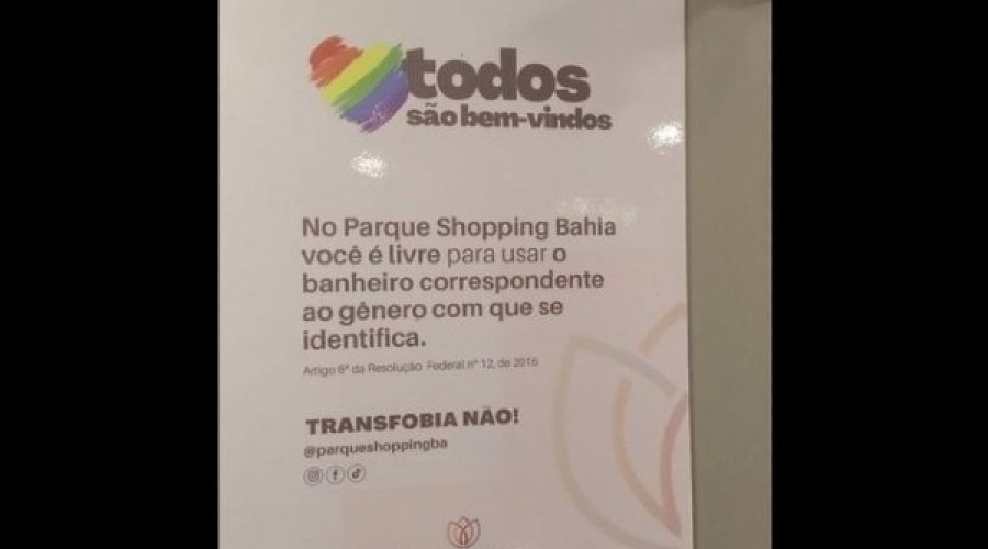 [Shopping permite uso de banheiro de acordo com gênero de identificação em Lauro de Freitas]