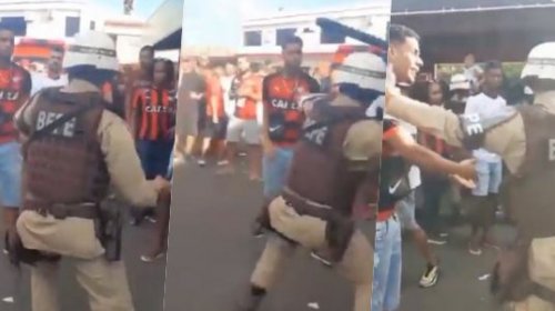 [Vídeo: Policial Militar agride torcedor do Vitória em frente ao Barradão]