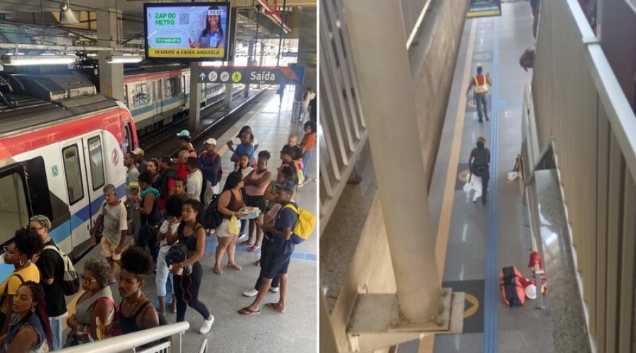 [Usuários do Metrô entram em pânico após mulher ser jogada nos trilhos da Estação Pituaçu]